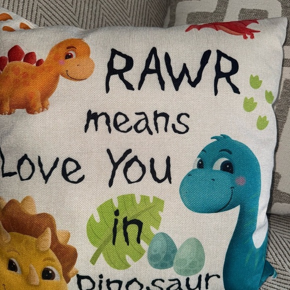 Dinosaur Themed Kids Pillow - Multicolor 16x16 - Picture 2 of 4